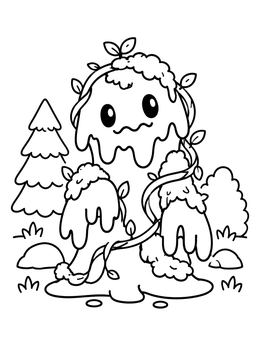 Free printable Cute Forest Slime Creature coloring page