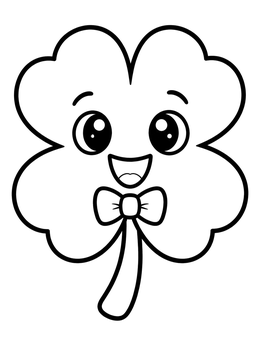 Free printable Cute Four Leaf Clover With Bow Tie coloring page