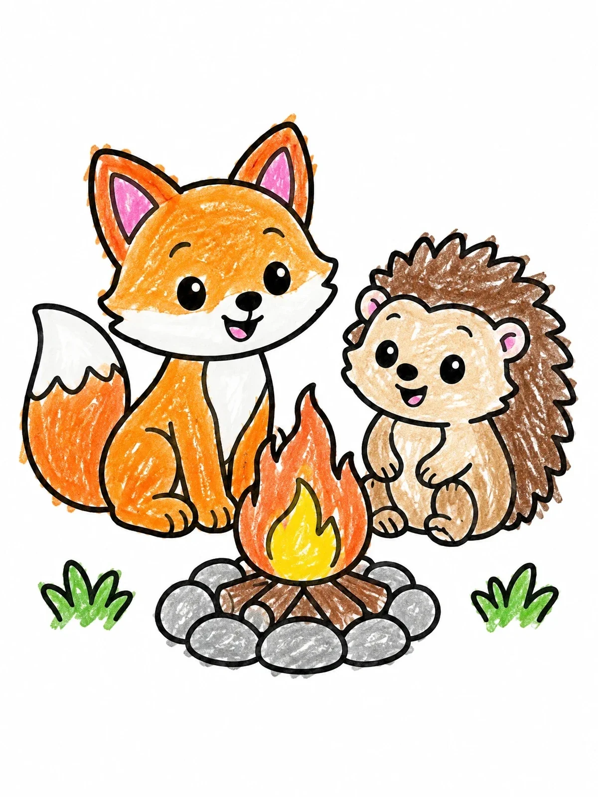 Colored example of the Fox And Hedgehog By Campfire coloring page
