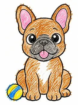 Cute French Bulldog Puppy With Ball Coloring Page