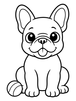 Free printable Cute French Bulldog Puppy With Ball coloring page