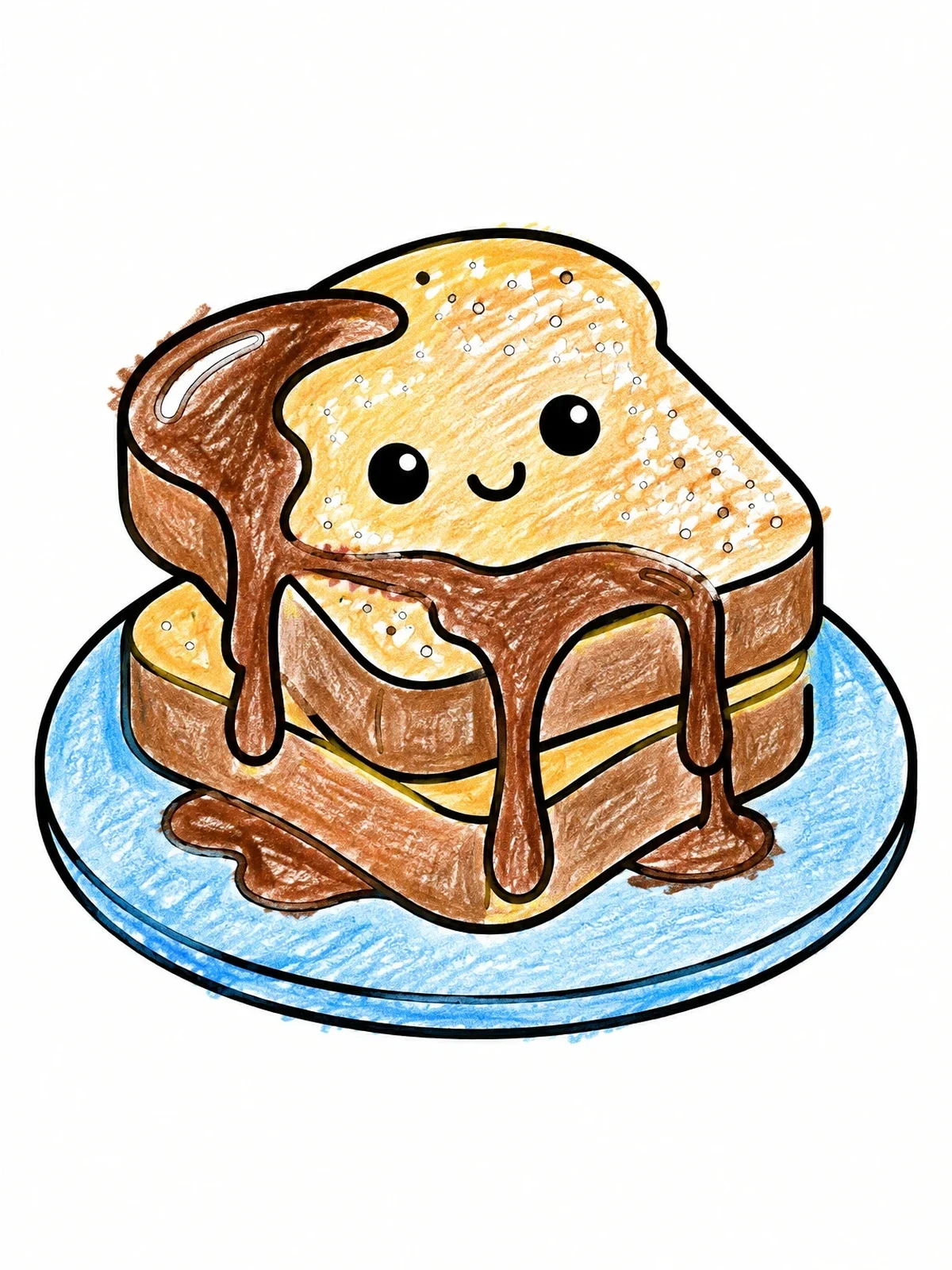Colored example of the Cute French Toast With Syrup coloring page