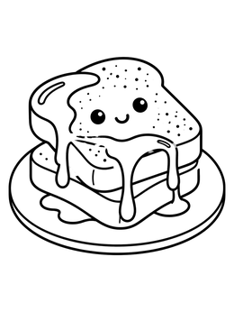 Free printable Cute French Toast With Syrup coloring page