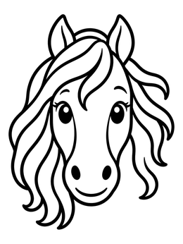Free printable Cute Friesian Horse Face coloring page