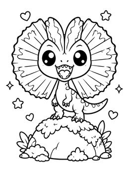 Free printable Cute Frilled Dilophosaurus On A Rock coloring page