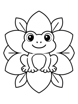 Free printable Cute Frog On Flower Mandala coloring page
