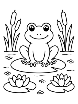 Free printable Cute Frog On A Lily Pad coloring page