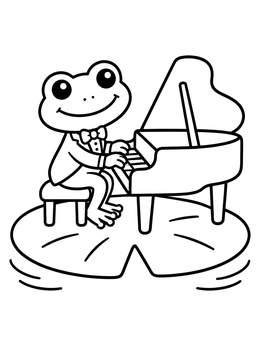 Free printable Cute Frog Playing Grand Piano coloring page