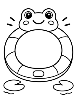 Free printable Cute Frog Tablet With Lily Pads coloring page