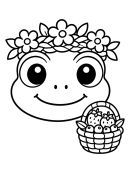 Free printable Cute Frog With Flower Crown coloring page