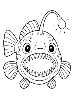 Free printable Cute Front View Anglerfish coloring page