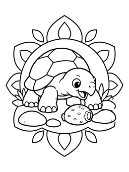 Free printable Cute Galapagos Tortoise With Fruit coloring page