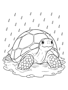 Free printable Cute Galapagos Tortoise In Rain coloring page