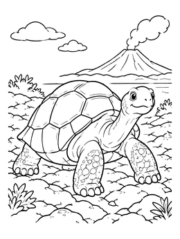 Free printable Cute Galapagos Tortoise By A Volcano coloring page
