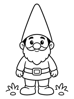 Free printable Cute Garden Gnome With Tall Hat coloring page