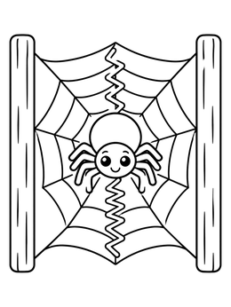 Free printable Cute Garden Spider On Zigzag Web coloring page