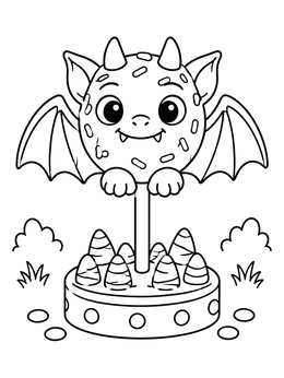 Free printable Cute Gargoyle Monster Cake Pop coloring page