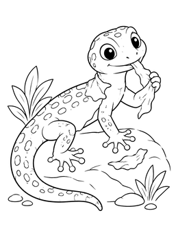 Free printable Cute Gecko Shedding Its Skin coloring page