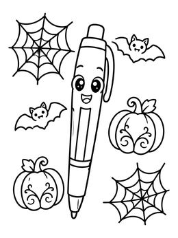 Free printable Cute Gel Pen And Halloween Doodles coloring page