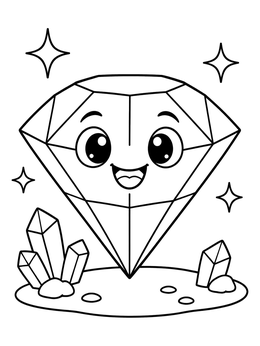 Free printable Happy Cut Gemstone With Crystals coloring page