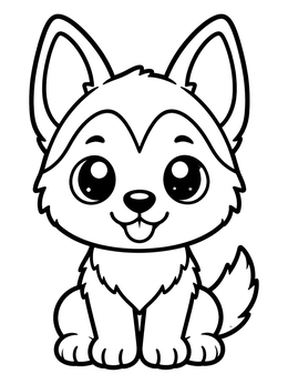 Free printable Cute German Shepherd Puppy coloring page
