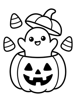 Free printable Cute Ghost In A Jack O' Lantern coloring page
