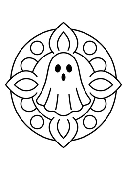 Free printable Cute Ghost Monster Mandala coloring page