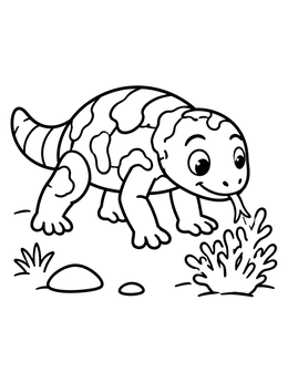 Free printable Cute Gila Monster In The Desert coloring page