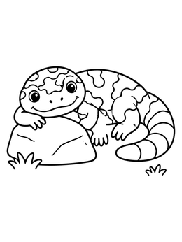 Free printable Cute Gila Monster Resting On Rock coloring page