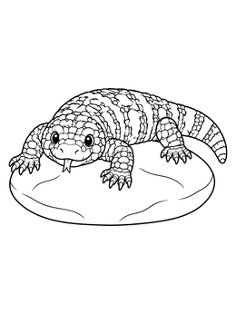 Free printable Cute Gila Monster On River Stone coloring page