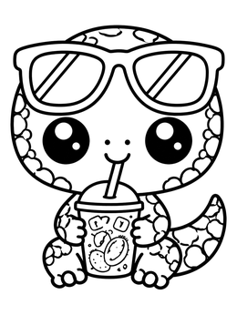 Free printable Cute Gila Monster With Sunglasses And Drink coloring page