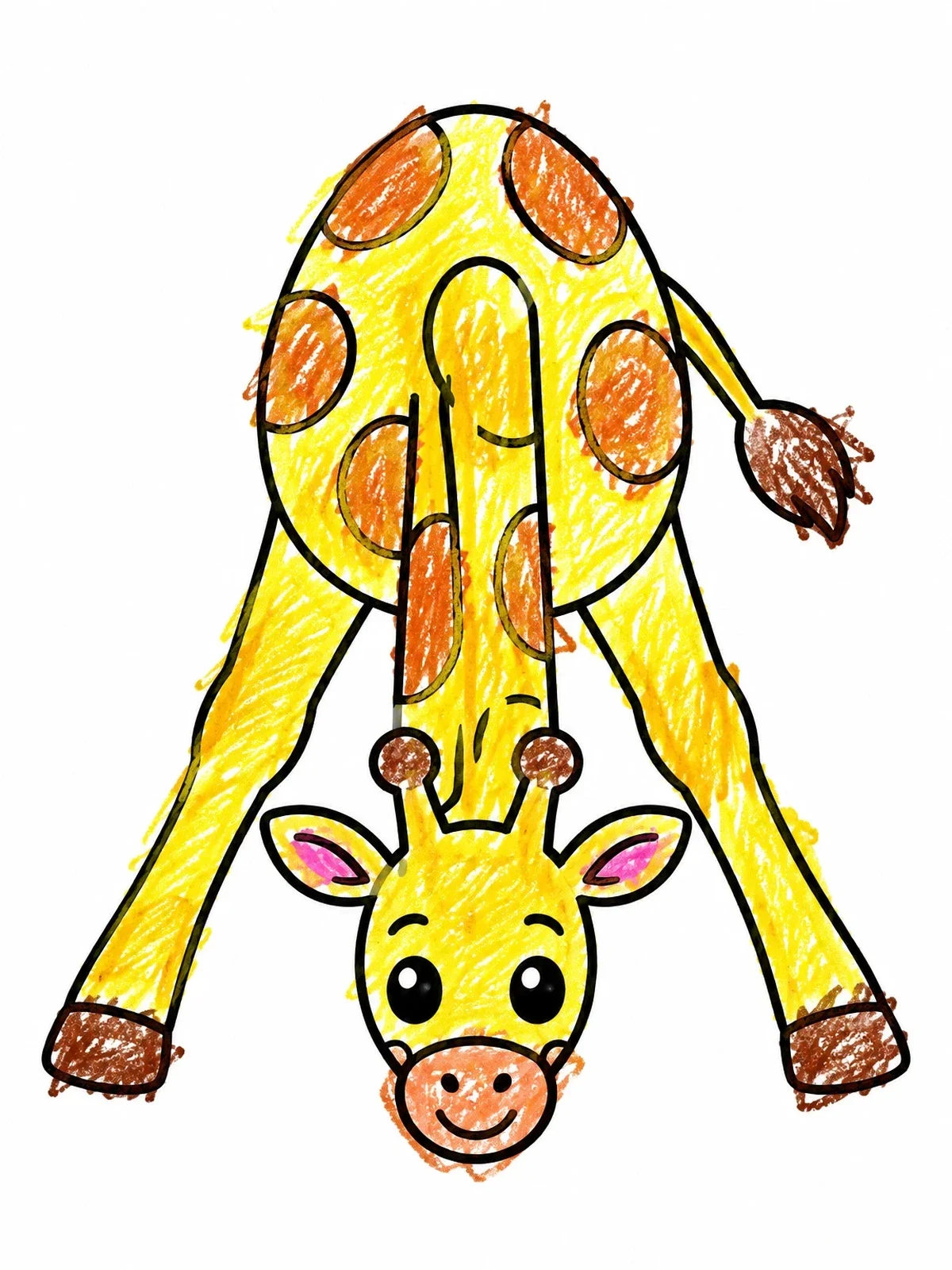 Colored example of the Cute Giraffe Bending Down coloring page