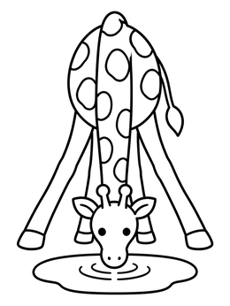 Free printable Cute Giraffe Drinking Water coloring page