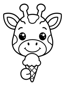 Free printable Cute Giraffe With Ice Cream coloring page