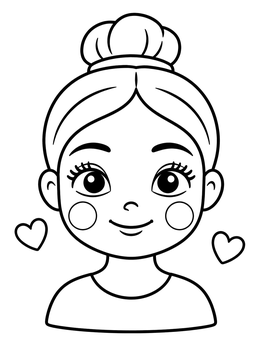Free printable Cute Girl Face With Bun coloring page