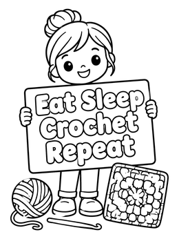 Free printable Cute Girl Holding Crochet Sign coloring page