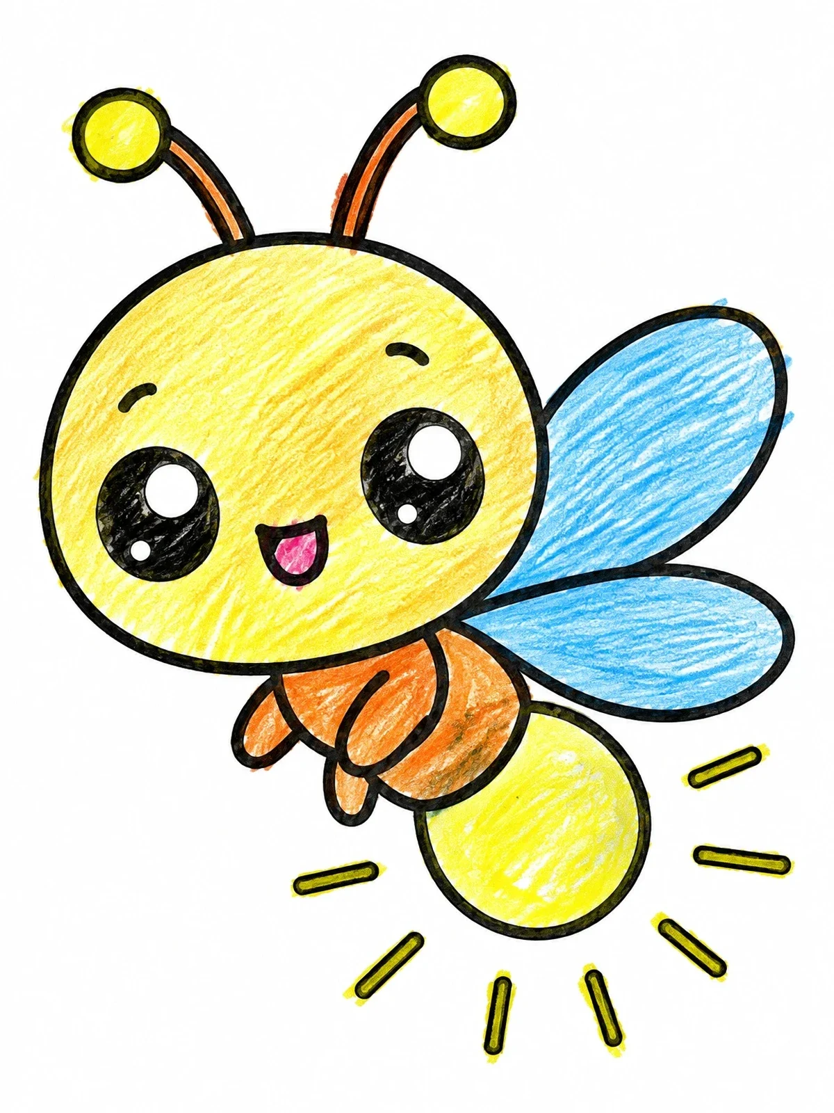 Colored example of the Cute Glowing Firefly coloring page