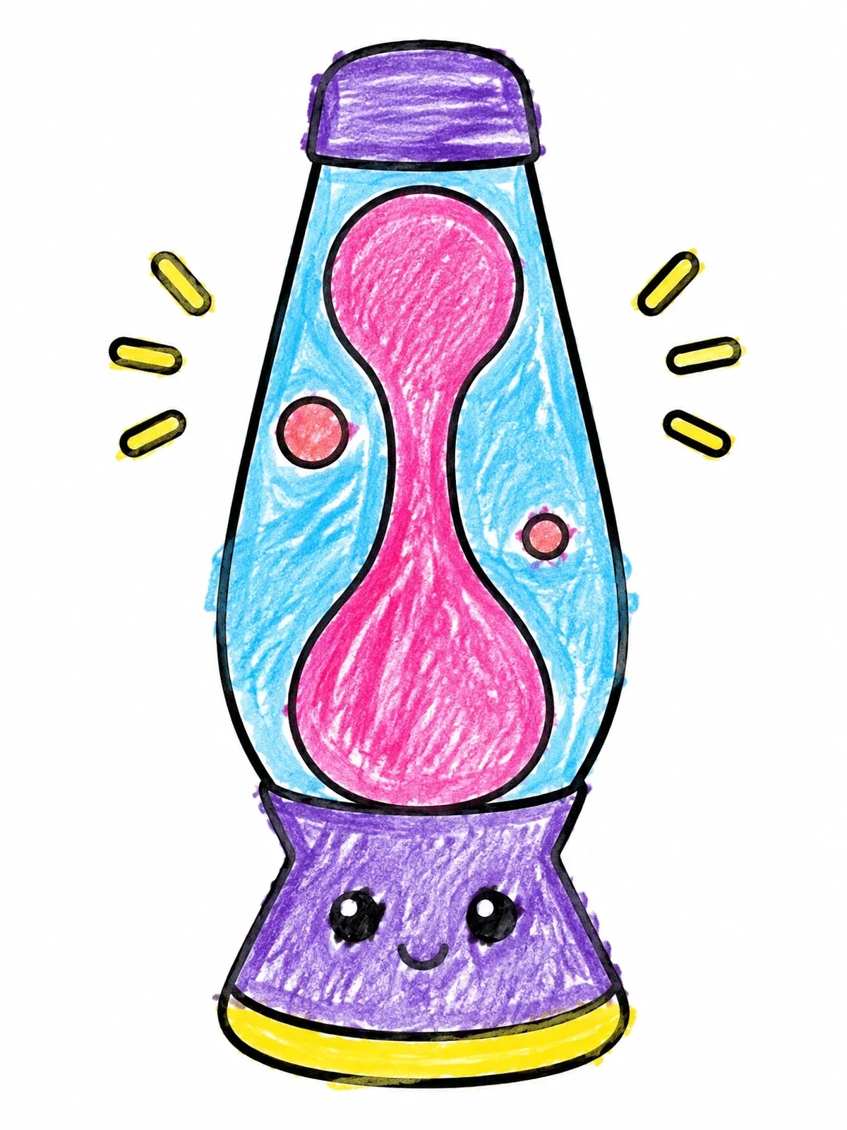 Colored example of the Cute Glowing Lava Lamp coloring page
