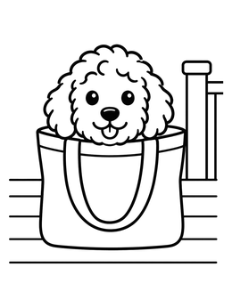 Free printable Cute Goldendoodle In A Tote Bag coloring page