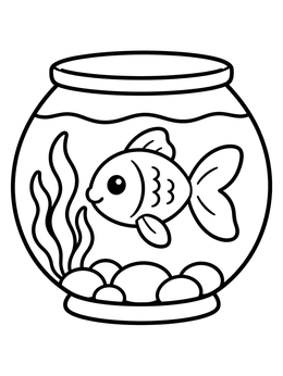 Free printable Cute Goldfish In A Fishbowl coloring page