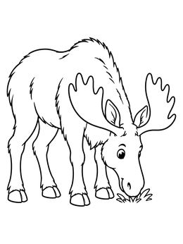 Free printable Cute Grazing Moose In The Grass coloring page