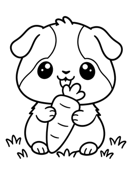 Free printable Cute Guinea Pig Eating Carrot coloring page