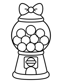 Free printable Cute Gumball Machine With Bow coloring page