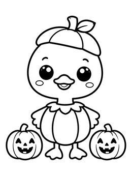 Free printable Cute Halloween Goose In Pumpkin Costume coloring page