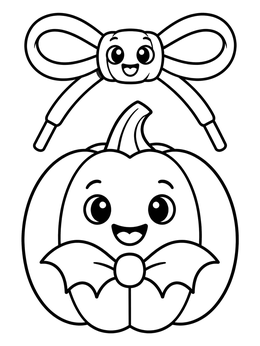 A happy pumpkin with a bat bow tie on this bow coloring page.