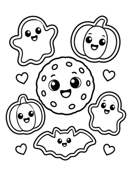 Smiling Halloween treats in this cute cookie coloring page.
