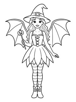 Free printable Cute Halloween Witch Fairy coloring page