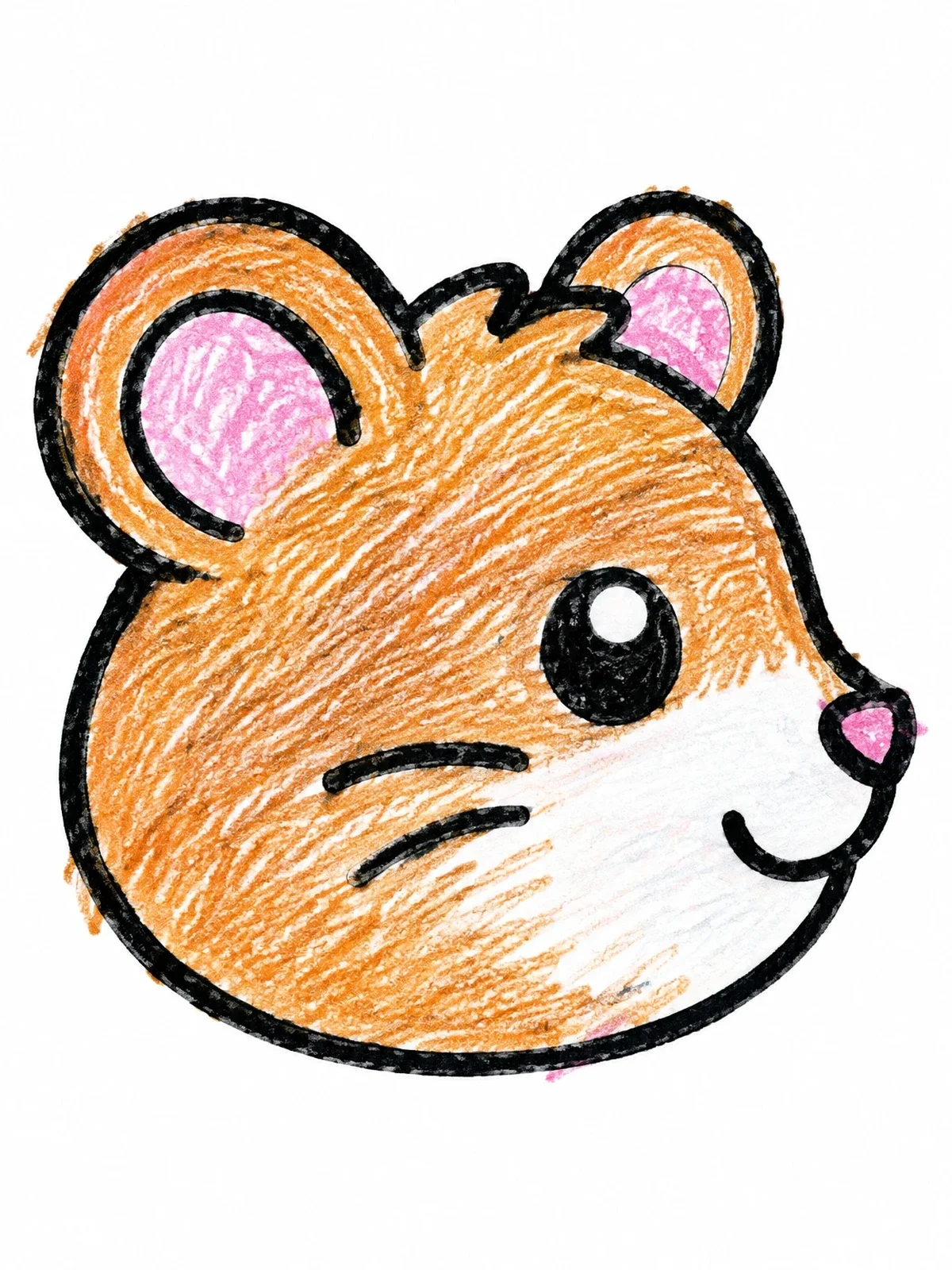 Colored example of the Cute Hamster Face Profile coloring page