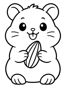 Free printable Cute Hamster Holding Sunflower Seed coloring page