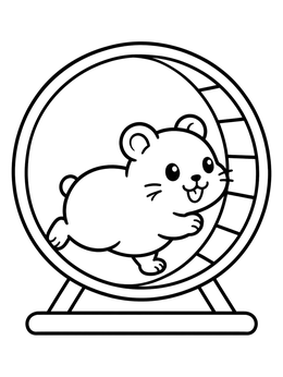 Free printable Cute Hamster Running In Wheel coloring page